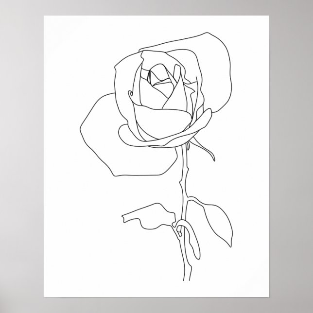 Minimalist Abstract Rose Line Art Poster (Front)
