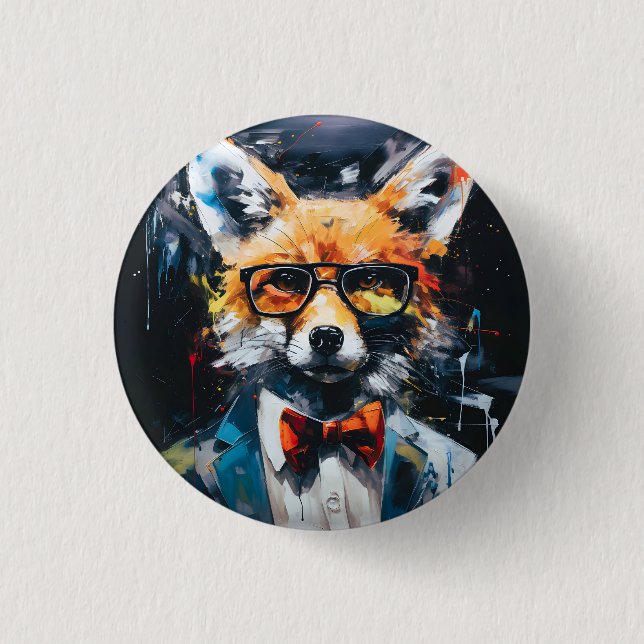 Minimalist Abstract Suited Fox 3 Cm Round Badge (Front)