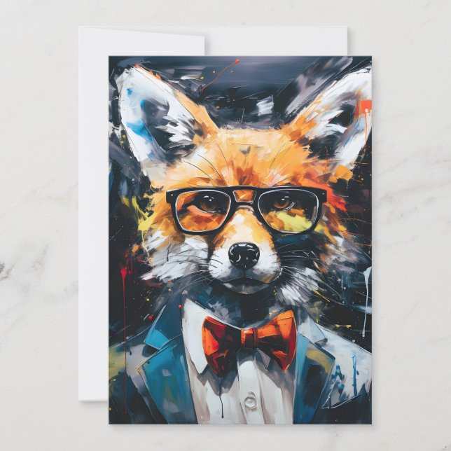Minimalist Abstract Suited Fox Announcement (Front)