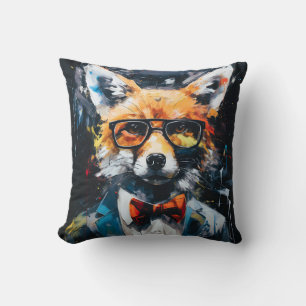 Minimalist Abstract Suited Fox Cushion