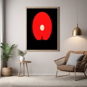 Minimalist Abstract Sunset Silhouette Art Poster