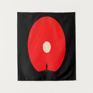 Minimalist Abstract Sunset Silhouette Art Tapestry