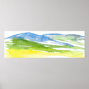 Minimalist Abstract Watercolor Hills 2 Poster