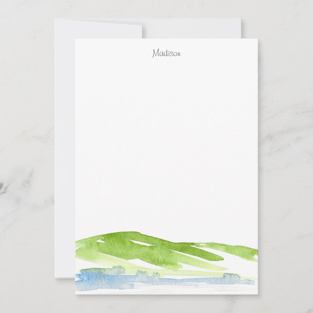 Minimalist Abstract Watercolor Hills 3 Card (Front)