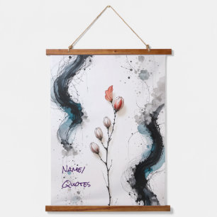 Minimalist Abstract Watercolor with Branch and Ink Hanging Tapestry