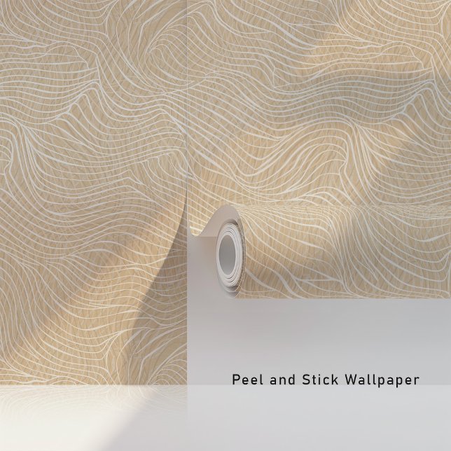 Minimalist Abstract Waves Beige & White Wallpaper (Creator Uploaded)