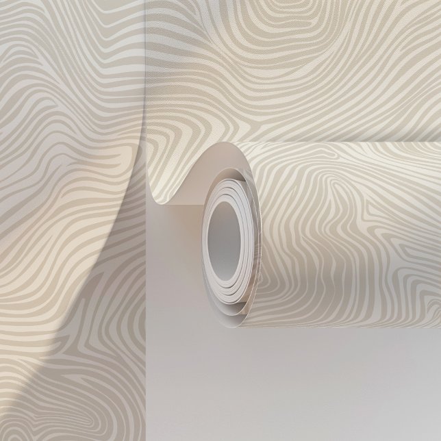 Minimalist Abstract Waves Beige & White Wallpaper (Creator Uploaded)
