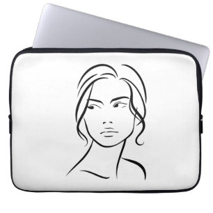 Minimalist Abstract Woman Face Line Art Drawing 4 Laptop Sleeve