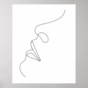 Minimalist Abstract Womans Face Line Art  Poster