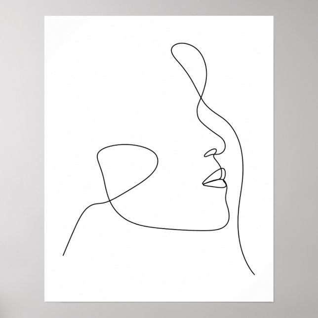 Minimalist Abstract Woman's Face Line Art Poster (Front)