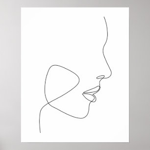 Minimalist Abstract Womans Face Line Art Poster