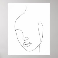 Minimalist Abstract Woman's Face Line Art