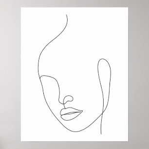 Minimalist Abstract Woman's Face Line Art Poster