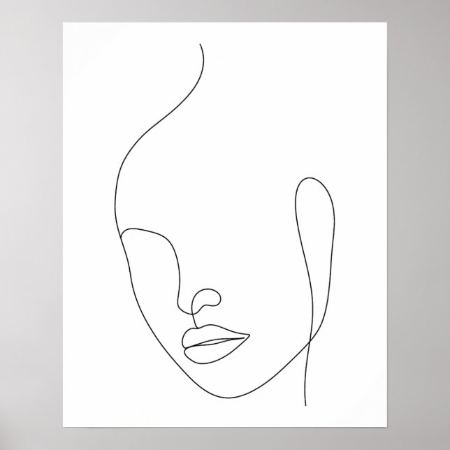 Minimalist Abstract Woman's Face Line Art Poster (Front)
