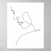 Minimalist Abstract Womans Face Line Art 