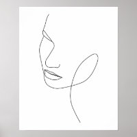 Minimalist Abstract Woman's Face Line Art