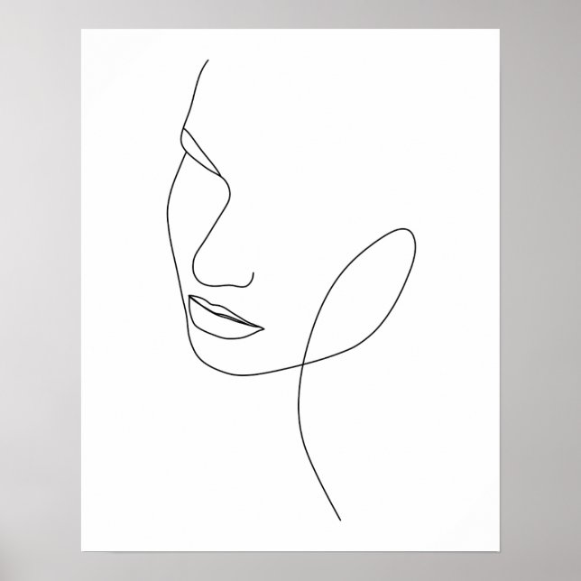 Minimalist Abstract Woman's Face Line Art Poster (Front)