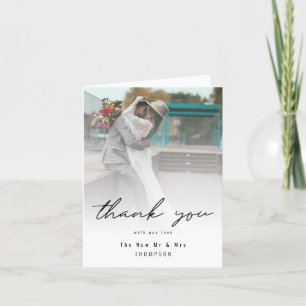 Minimalist Add Photo Modern Wedding Photo Thank You Card