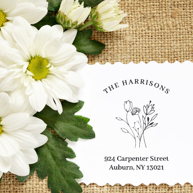 Minimalist Address Botanical Wildflowers Bouquet  Rubber Stamp (Creator Uploaded)