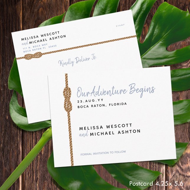 Minimalist Adventure Begins⚓️Budget Save The Date Announcement Postcard (Minimalist Adventure Begins⚓️Budget Save The Date Announcement Postcard --- Budget Buying + Mailing
)
