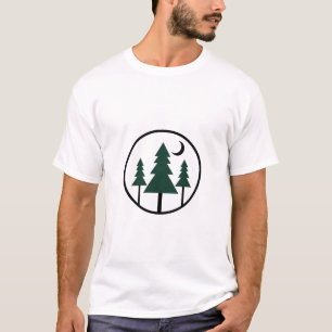 Minimalist Adventure Forest Pine Trees Night Moon  T-Shirt