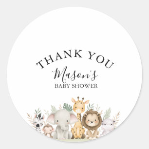 Minimalist Adventure Woodland Animals Baby Shower Classic Round Sticker