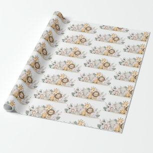 Minimalist Adventure Woodland Animals Baby Shower Wrapping Paper