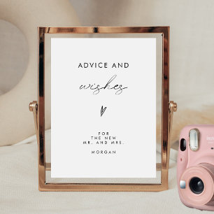 Minimalist Advice and Wishes Wedding Table Sign