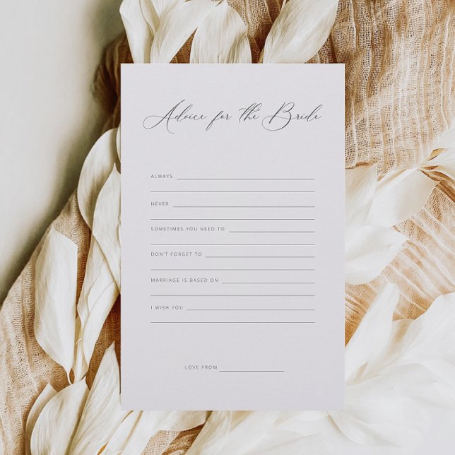 Minimalist Advice For The Bride Bridal Shower Game (Creator Uploaded)