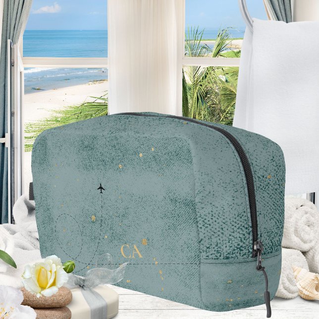 Minimalist Aeroplane Dusty Blue Monogram Travel Dopp Kit (Minimalist Airplane Dusty Blue Monogram Travel Dopp Kit ©Susanne Sachers - Sunny Wanderlust 🌞✈️)