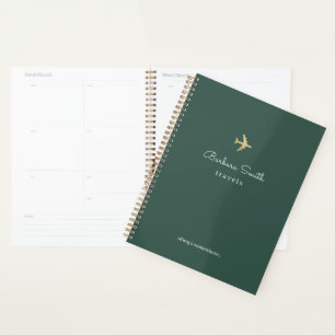 Minimalist Aeroplane Travels greenish grey Planner