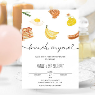 Minimalist Aesthetic Birthday Brunch Watercolor  Invitation
