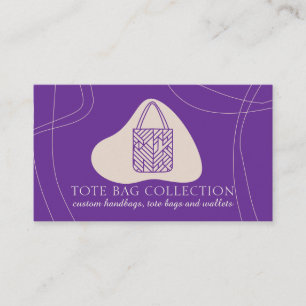 Minimalist aesthetic feminine tote bag purple business card