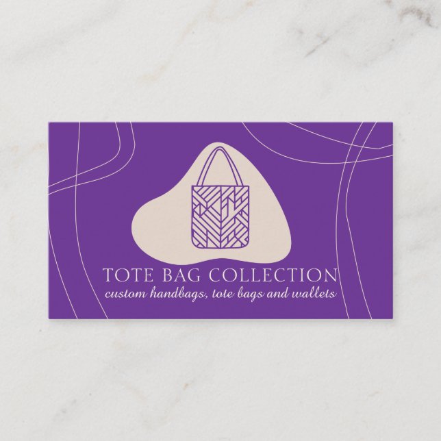 Minimalist aesthetic feminine tote bag purple business card (Front)