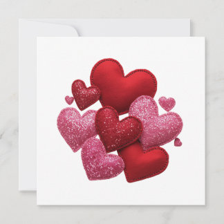 Minimalist Aesthetic Red Hearts Pattern Invitation
