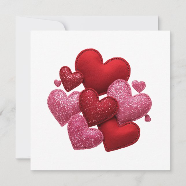 Minimalist Aesthetic Red Hearts Pattern Invitation (Front)