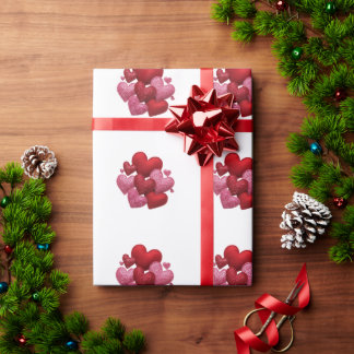 Minimalist Aesthetic Red Hearts Pattern Wrapping Paper