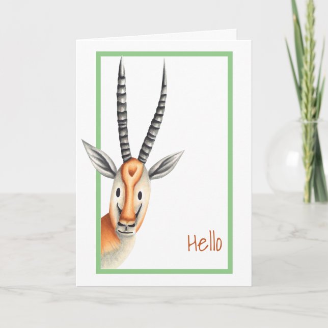 Minimalist African Antilope Personalised Hello Card (Front)
