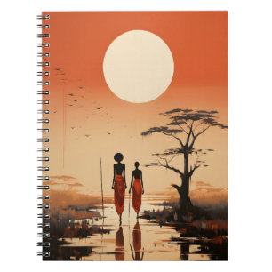 Minimalist African Art Elegant Black African Woman Notebook