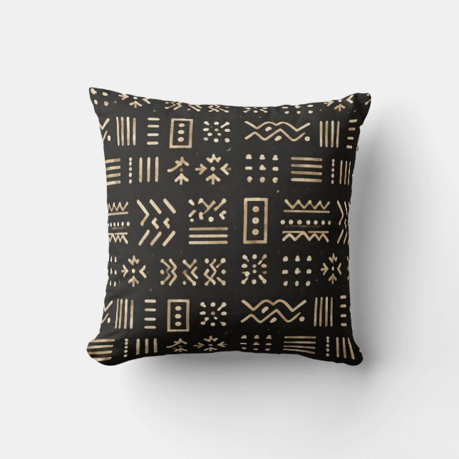 Minimalist African Mudcloth Pattern Pillow  (Front)