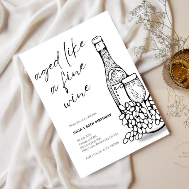 Minimalist Aged Like a Fine Wine Adult Old Invite (Creator Uploaded)