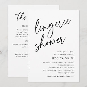 Minimalist All in One QR Code Lingerie Shower Invitation