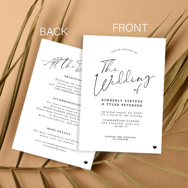 Minimalist all in one simple black white wedding invitation (Creator Uploaded)