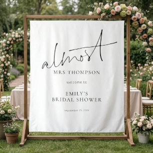 Minimalist Almost Mrs Fabric Welcome Bridal Shower Tapestry