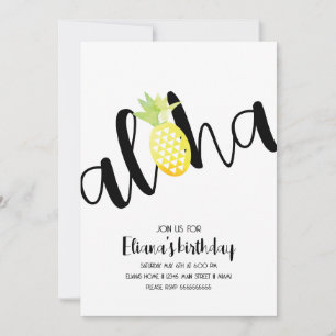 Minimalist Aloha Hawaii Luau Photo Birthday Party Invitation