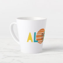 Minimalist "Aloha" Sunset and Palm Tree White Mug
