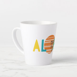 Minimalist "Aloha" Sunset and Palm Tree White Mug