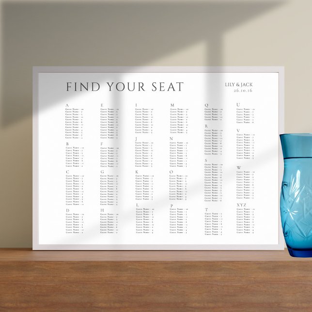 Minimalist Alphabet Wedding Seating Chart Poster (Creator Uploaded)