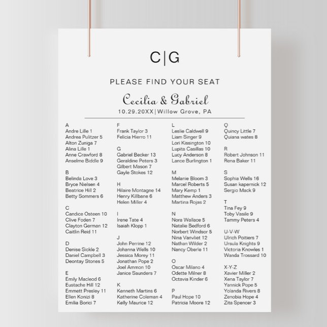 Minimalist Alphabetical Wedding Seating Chart (Creator Uploaded)