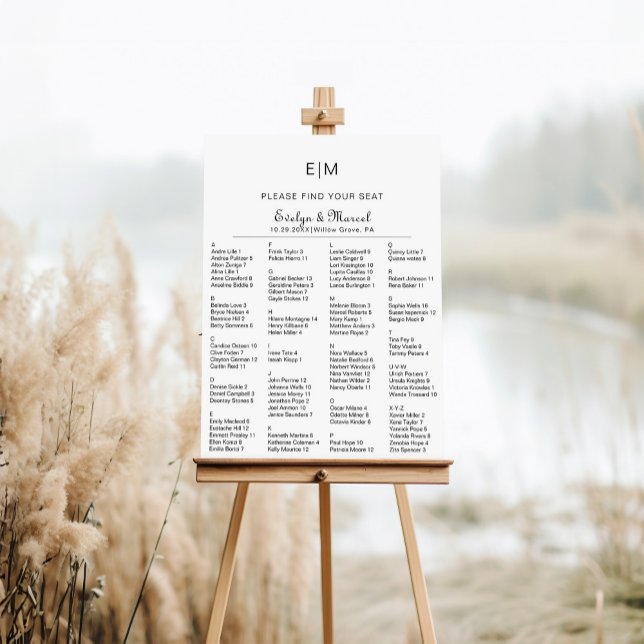 Minimalist Alphabetical Wedding Seating Chart (Creator Uploaded)